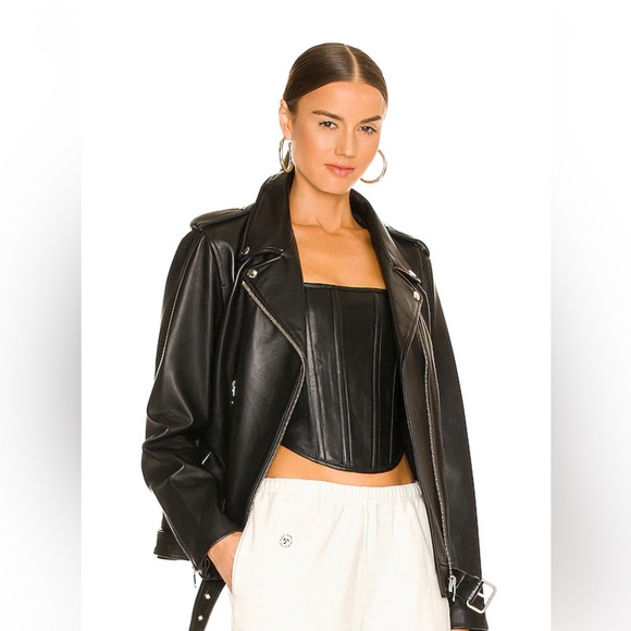 ☑️SOLD☑️ Ena Pelly Oversized New Yorker Biker Jacket in Black & Silver - Picture 14 of 16